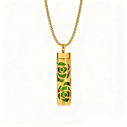 Cylindrical Heart-shaped Diffuser Pendant Necklace with Essential Oil, Stainless Steel Necklace for Men and Women, Titanium Steel Pendant