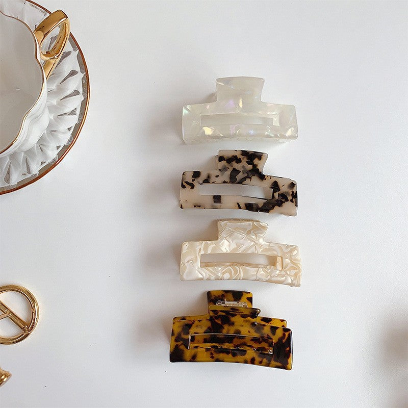 Zincqi Acetate French Style Large and Small Geometric Square Hair Clip for Back of Head, Hairpin, Shark Clip, Hair Clamp