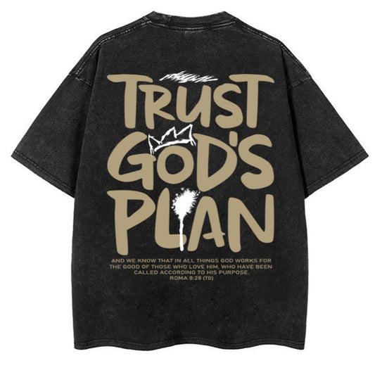 Vintage Washed Distressed Letter Print Oversized Short Sleeve T-Shirt Unisex Couple Style Heavyweight Tee Top