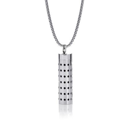 Cylindrical Heart-shaped Diffuser Pendant Necklace with Essential Oil, Stainless Steel Necklace for Men and Women, Titanium Steel Pendant