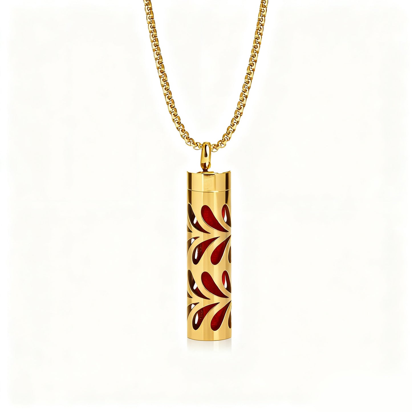 Cylindrical Heart-shaped Diffuser Pendant Necklace with Essential Oil, Stainless Steel Necklace for Men and Women, Titanium Steel Pendant