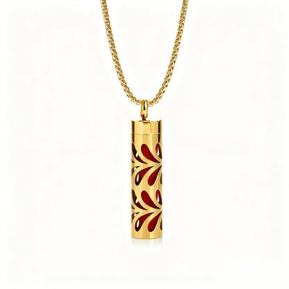 Cylindrical Heart-shaped Diffuser Pendant Necklace with Essential Oil, Stainless Steel Necklace for Men and Women, Titanium Steel Pendant