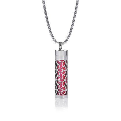 Cylindrical Heart-shaped Diffuser Pendant Necklace with Essential Oil, Stainless Steel Necklace for Men and Women, Titanium Steel Pendant