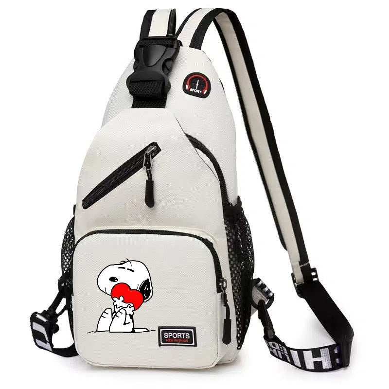 19*6*34CM Snoopy Cartoon Print Large Capacity Backpack Shoulder Bag Chest Crossbody Bag