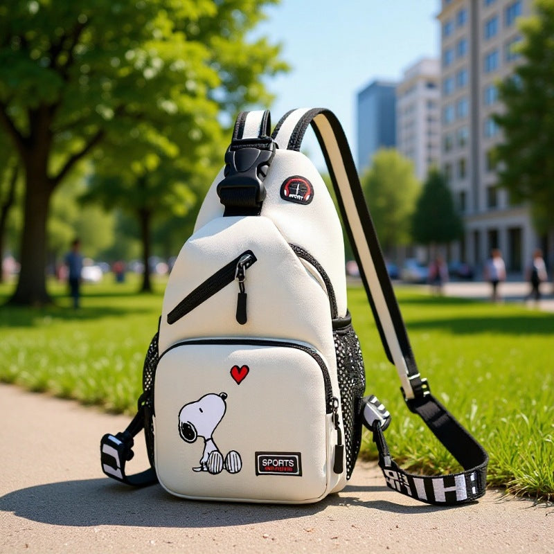 19*6*34CM Snoopy Cartoon Print Large Capacity Backpack Shoulder Bag Chest Crossbody Bag