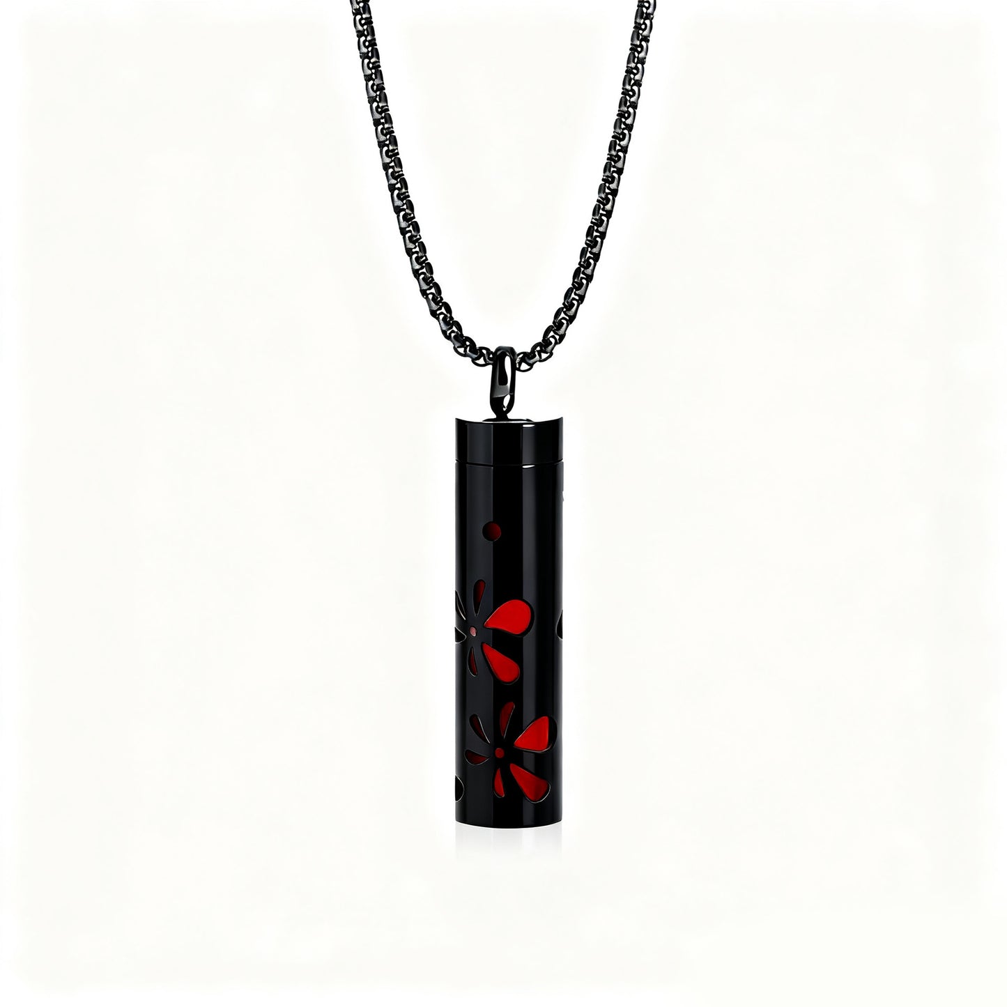 Cylindrical Heart-shaped Diffuser Pendant Necklace with Essential Oil, Stainless Steel Necklace for Men and Women, Titanium Steel Pendant