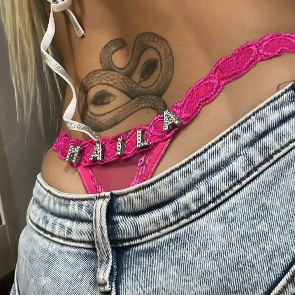 Cotton G-String with Metallic Rhinestone Letters, Sexy Lace Panties for Women