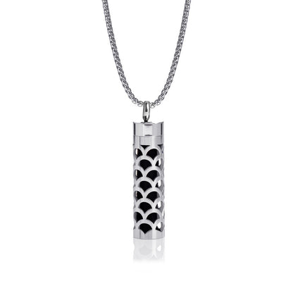 Cylindrical Heart-shaped Diffuser Pendant Necklace with Essential Oil, Stainless Steel Necklace for Men and Women, Titanium Steel Pendant