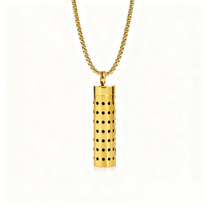 Cylindrical Heart-shaped Diffuser Pendant Necklace with Essential Oil, Stainless Steel Necklace for Men and Women, Titanium Steel Pendant