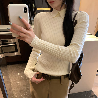 Elegant Pique Collar Blouse S/M/L