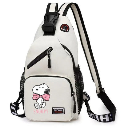19*6*34CM Snoopy Cartoon Print Large Capacity Backpack Shoulder Bag Chest Crossbody Bag