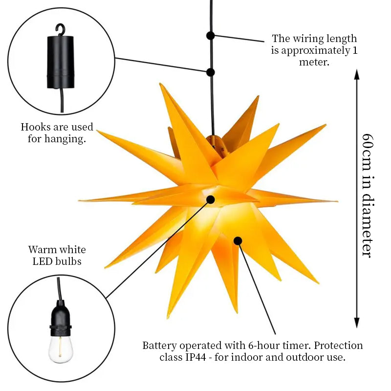3D XXL LED Star Window Light (60cm) - Warm Glow