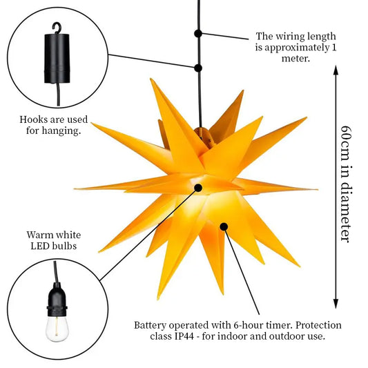 3D XXL LED Star Window Light (60cm) - Warm Glow